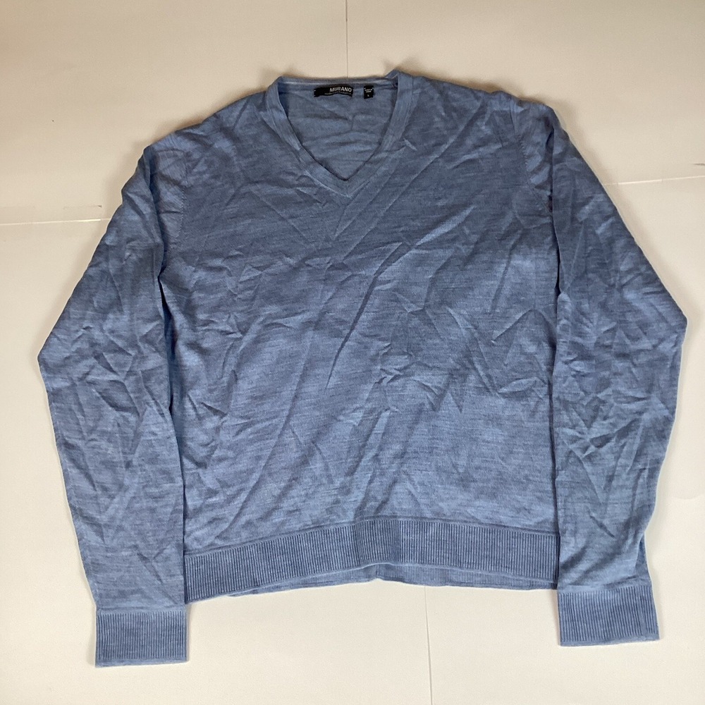 Murano Mens Sweater Long Sleeve Sz L Large Comfort Pullover Solid V Neck